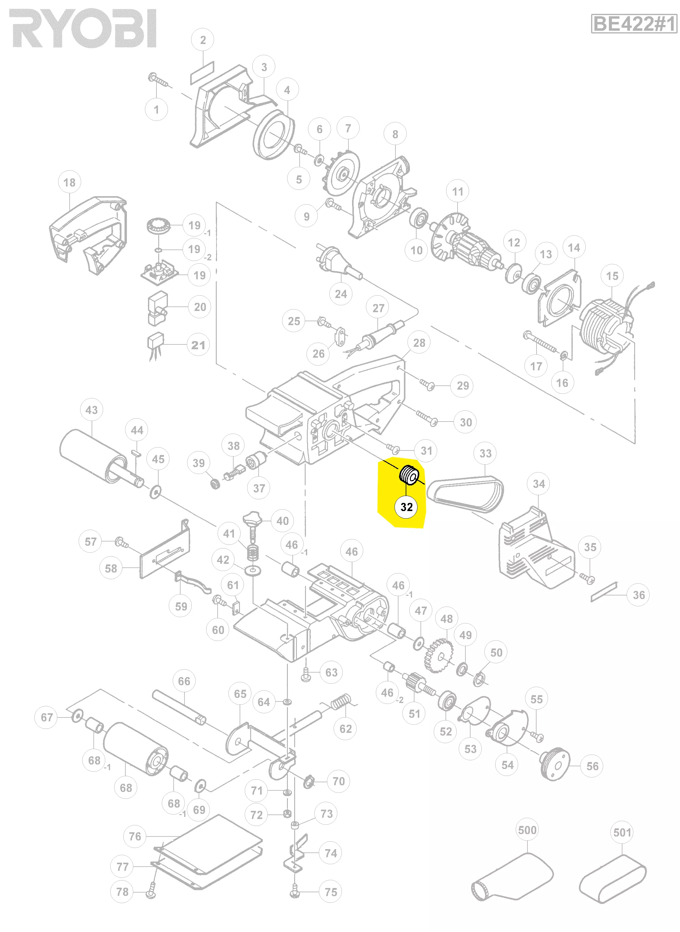 Poulie réf. 5131012182 ponceuse Ryobi